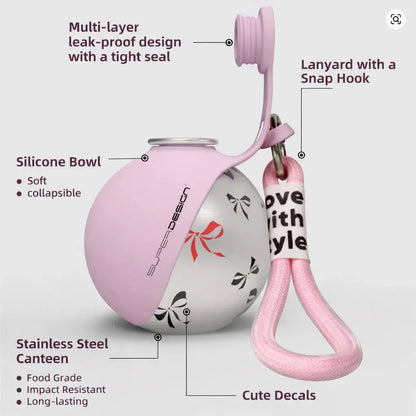2-in-1 Stainless Steel Dog Travel Water Bottle